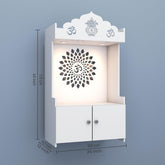 Divine LED Light Puja Shelf OM Temple Stand Home Mandir Puja Mandir for Home, Office - White